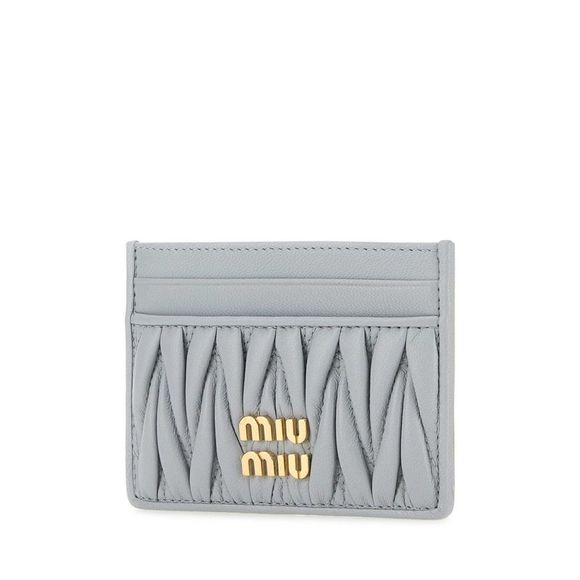 MIU MIU Pastel Light-Blue Nappa Leather Card Holder - Picture 2 of 2